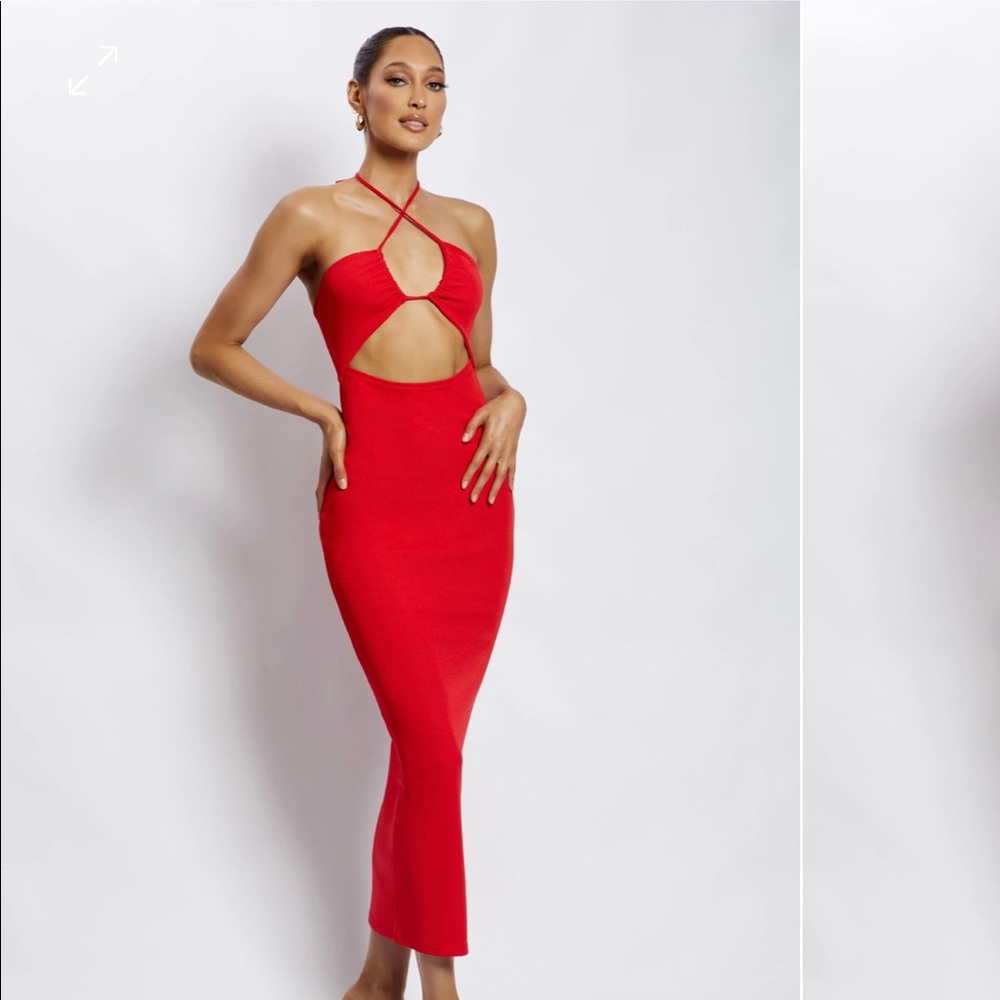 Meshki Ribbed Drawstring Midi Dress